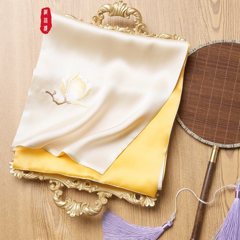 织锦楼刺绣丝巾女桑蚕丝手工苏绣围巾中式轻奢真丝小披肩妈妈礼物