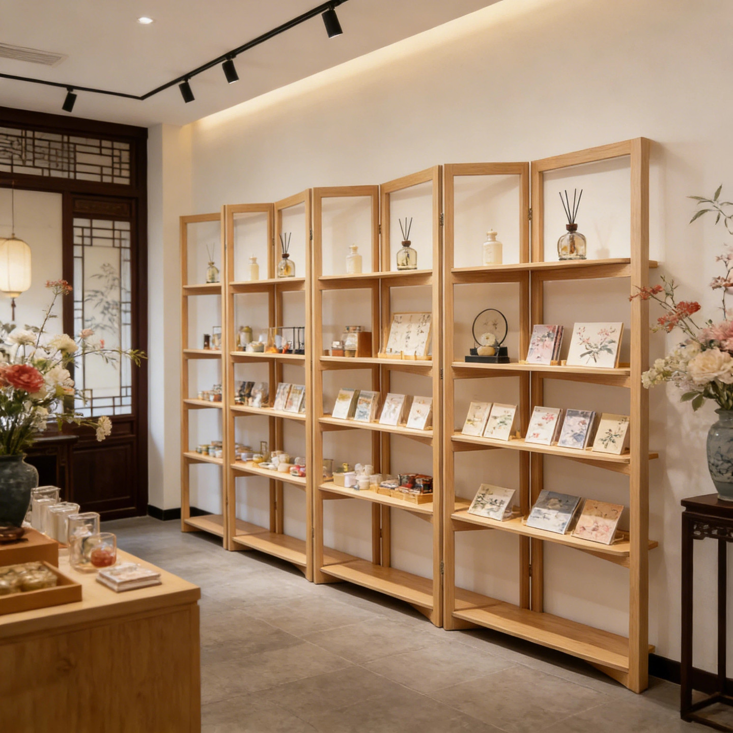 陈列架展架板文创店展示架简约大型展会氛围感高级轻奢木质置物板