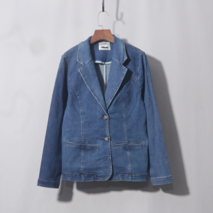 瑕疵品 牛仔蓝外套（胸前或袖子异色）牛仔西装外套女短款修身