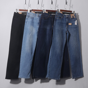 阔腿裤 内橡皮筋美式 长裤 立体剪裁水洗春夏直筒高级感修身 牛仔裤