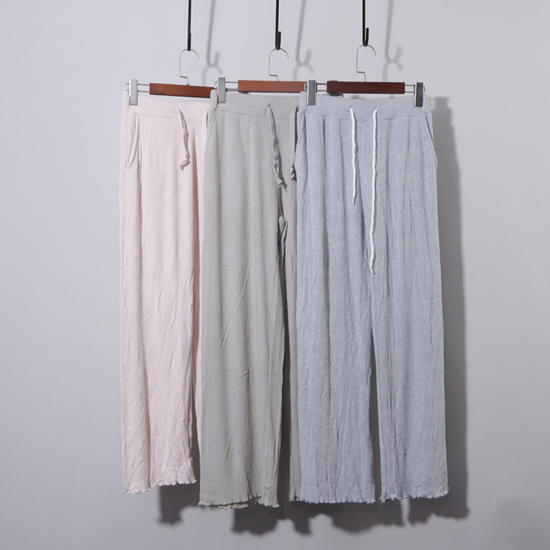 针织直筒阔腿裤女春秋新款高腰