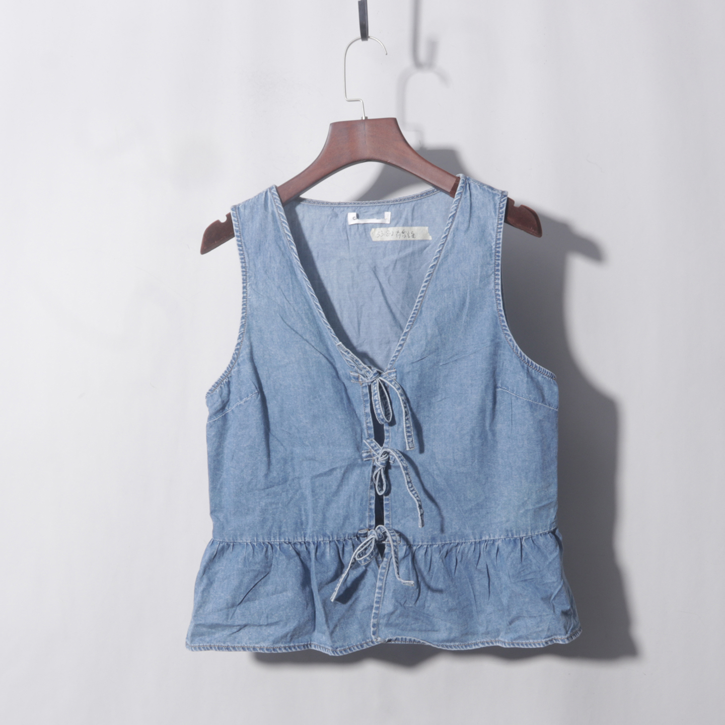 天丝薄款牛仔蓝马甲短款秋冬无袖外搭学生背心坎肩夏秋季女士外搭