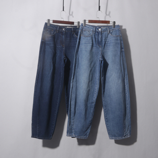 高腰裤脚造型老爹裤街头雅痞 /雪花砂洗/立裁裤脚 镰刀牛仔裤