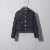 牛仔夹克外套工装 半水洗牛仔 蓝黑黄线牛仔衣重磅修身 欧美简约