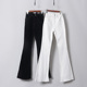 小个子修身 女夏季 显瘦显高复古马蹄 高腰黑色白色微喇牛仔裤 喇叭裤
