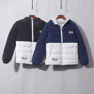 男装 连帽棉衣男士秋冬休闲立领连帽短款简约保暖大码外套