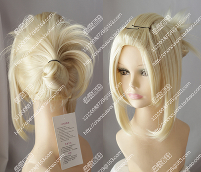 cos假发 月咏 银魂 月月 小月Gintama浅金色 无刘海 翻翘辫子造型