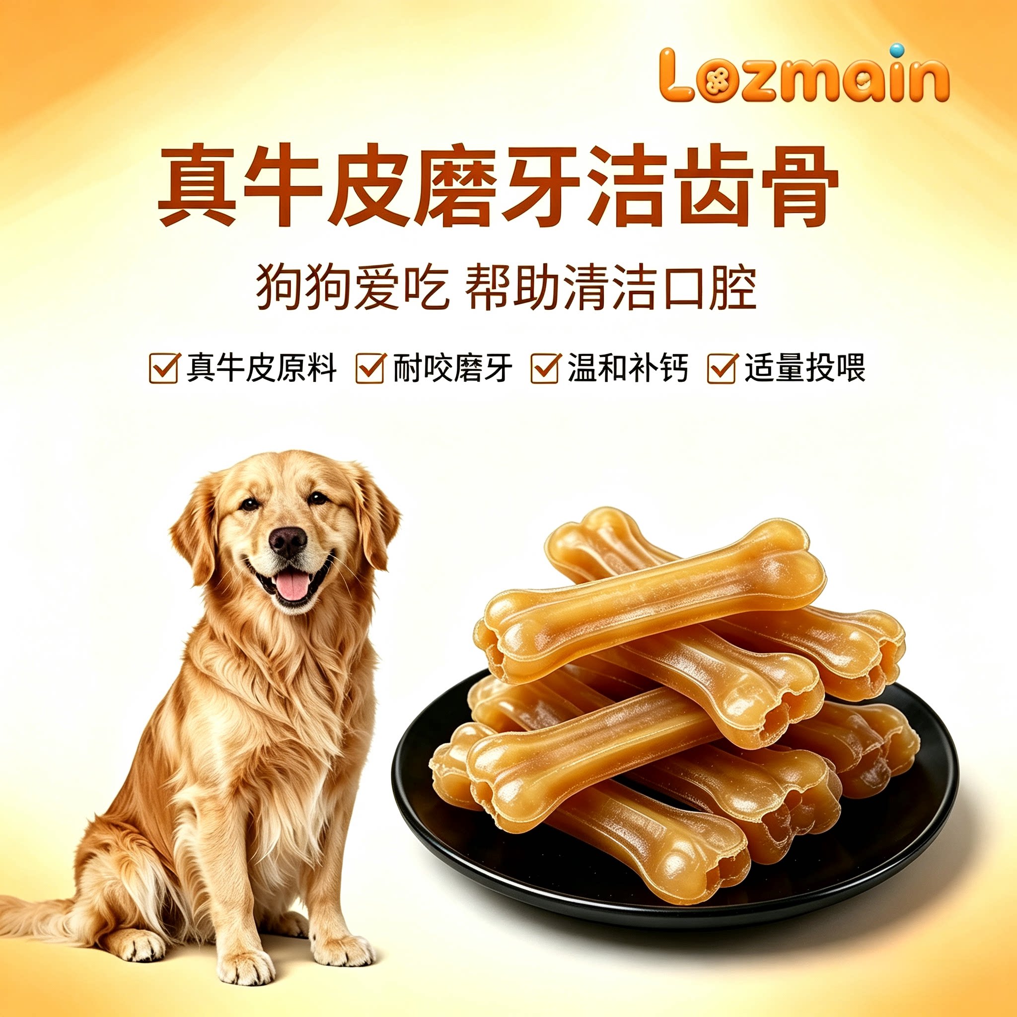宠物零食真牛皮压骨棒磨牙狗咬胶耐咬训练犬奖励金毛泰迪萨摩耶
