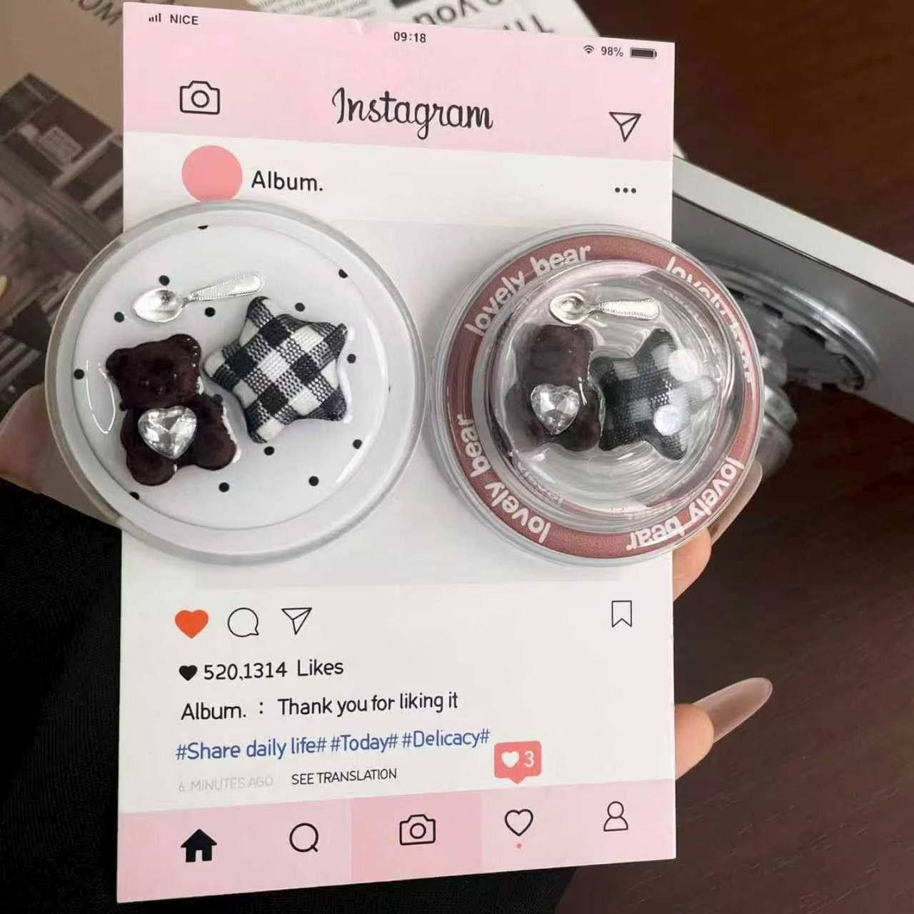 创意卡通球体小熊刀叉磁吸气囊支架手机壳背贴桌面可伸缩ins风女,3C数码配件,手机支架/手机座,淘宝优惠券,粉丝福利购,淘宝优惠卷