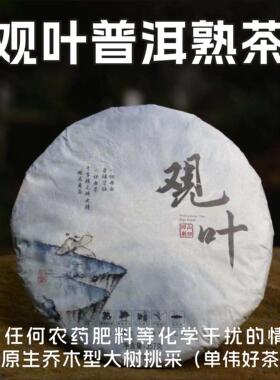 云南观叶普洱熟茶357克/饼山凹凹21-23年压饼原生态乔木森林饼茶