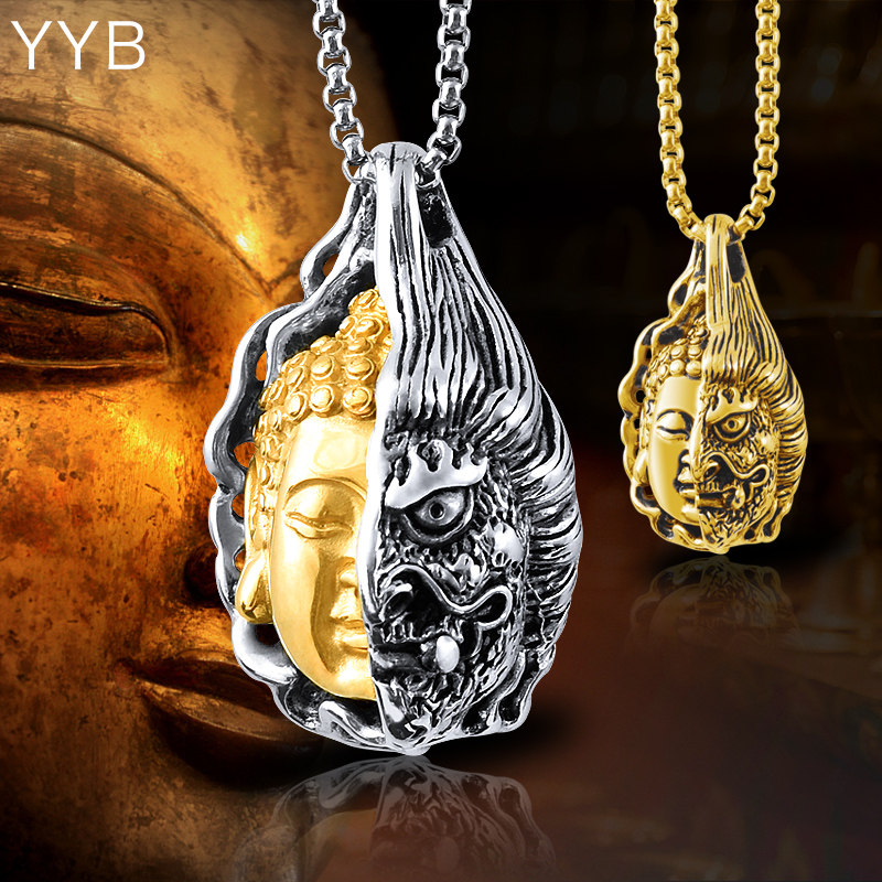 复古风半佛魔项链不掉色男士潮男个性链子挂件霸气一念之间吊坠