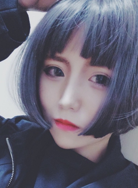 烟灰色短直发短发假发女帅气逼真大头皮薄空气刘海波波学生bobo头