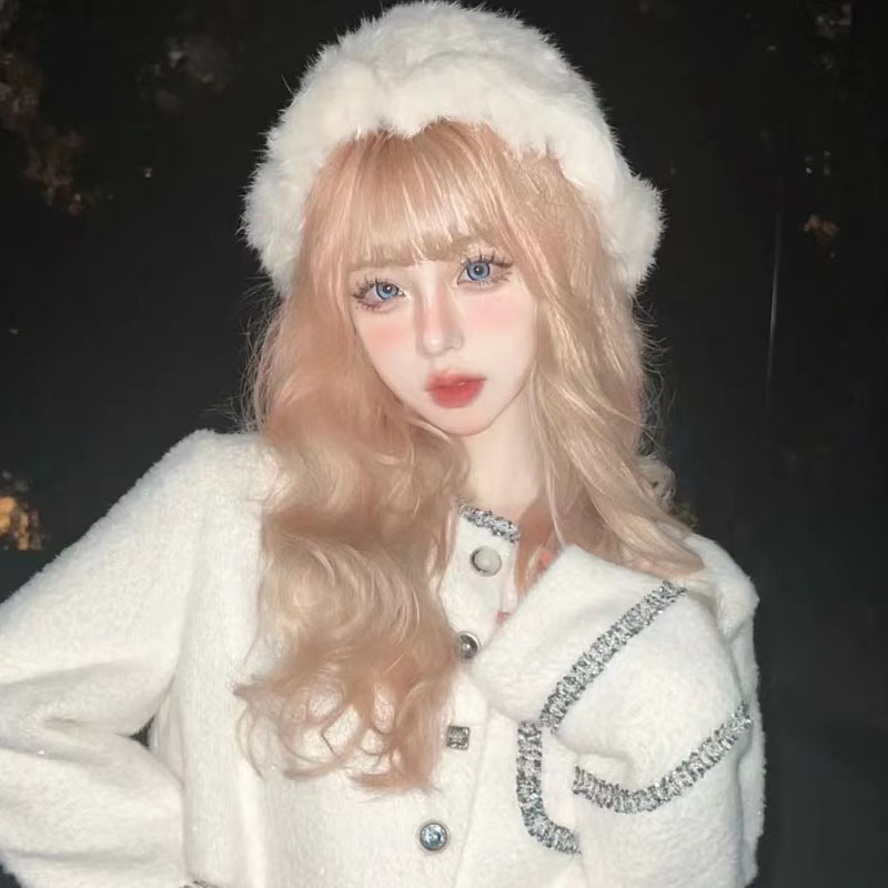 网红假发女长发奶茶金女团发色大波浪长卷发Lolita自然蓬松全头套