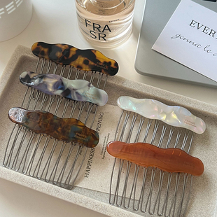 前额刘海插梳碎头发整理神器醋酸发夹女后脑勺倒插发梳头饰发卡子