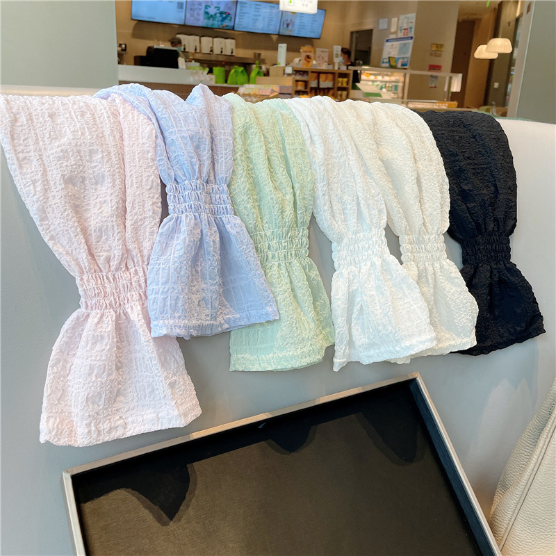 ICE SILK SLEEVE SLEEVE WOMENS SUMMER SUNSCREEN SLEEVE CHIFFON COTTON PLEATED PUFF SLEEVE DRIVING CYCLING SUNSHADE ARM SLEEVE ARM SLEEVE