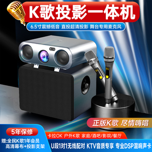 25新家庭影院K歌投影仪一体机家用超高清唱歌高流明卡拉ok音响话筒麦克风客厅酒店ktv商用户外露营投影机海外