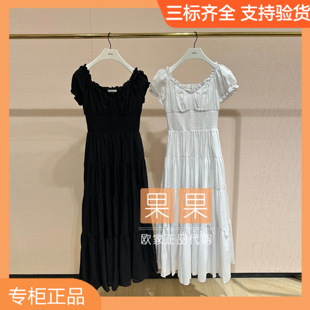 欧时力2024秋国内代购 连衣裙高腰显瘦气质长裙1LY3080760 白色修身