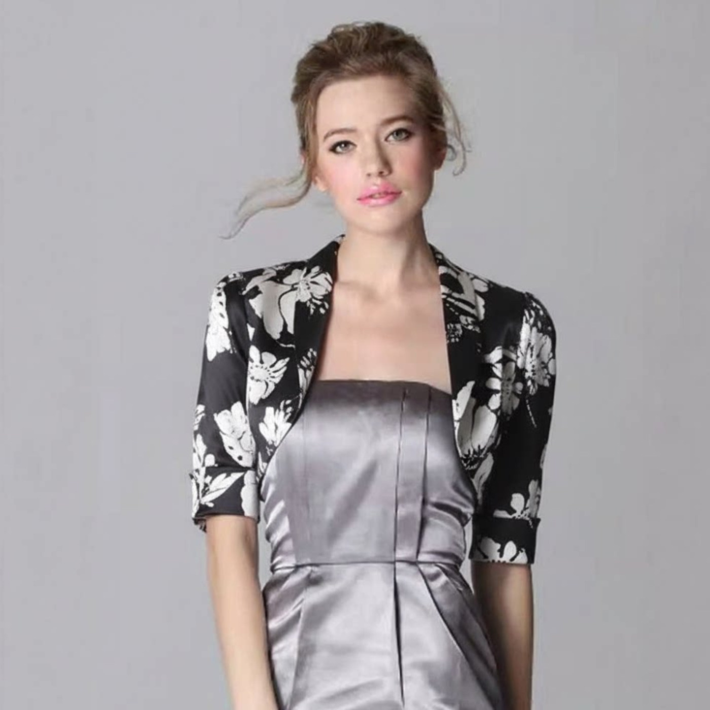 披肩女夏季配裙子旗袍礼服小坎肩短款印花民族风薄款外搭修身开衫