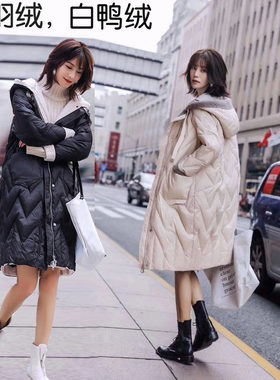 女过膝韩版加厚中长款羽绒服轻薄