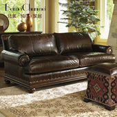 美式 乡村三人头层牛皮沙发别墅客厅真皮沙发意大利进口油蜡皮沙发