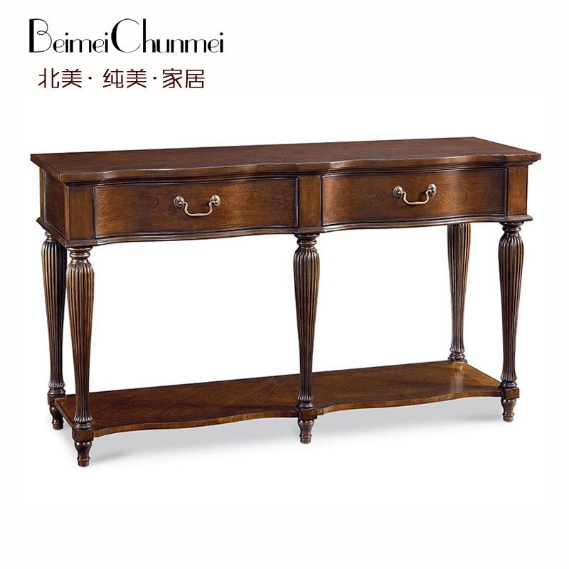 美式乡村实木隔断柜新古典玄关台欧式客厅与餐厅隔断门厅仿古玄关