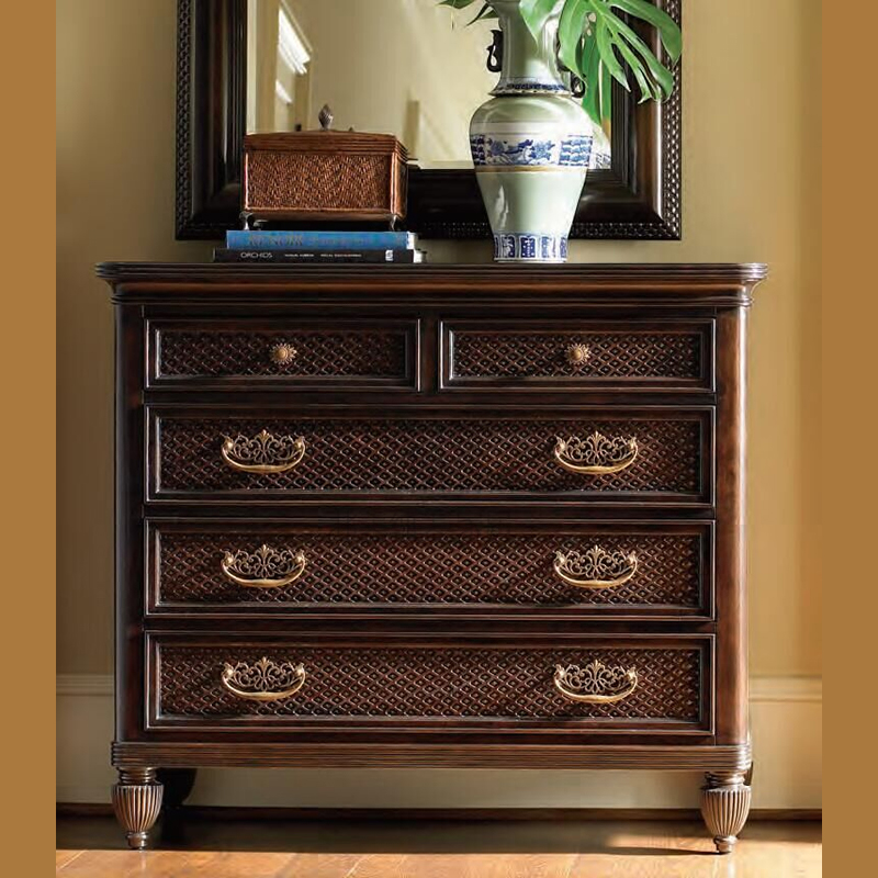 美式乡村仿古实木斗柜卧室四斗橱多层抽屉收纳储物柜整