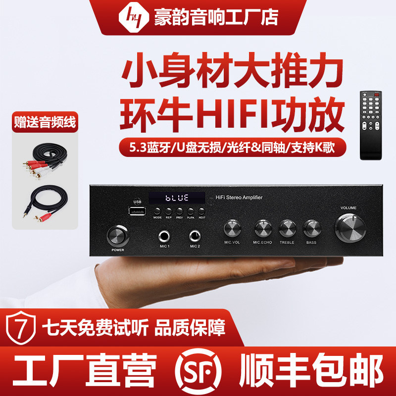 豪韵AV-230 环牛迷你无损蓝牙数字功放机家用高保真