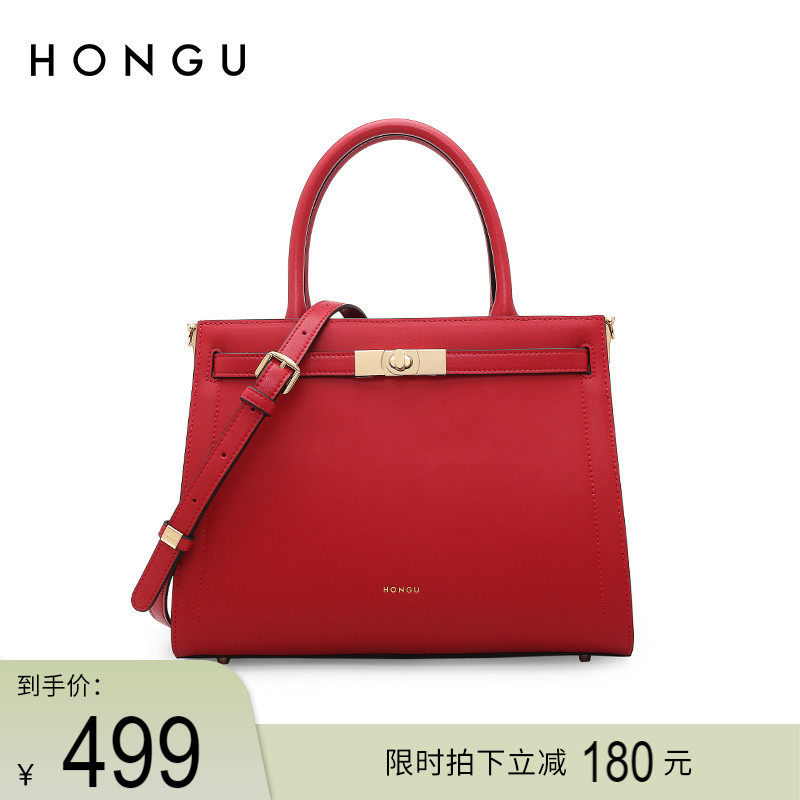 红谷妈妈包包新款女包时尚手提单肩包牛皮大包大容量拎包新娘婚包
