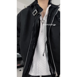 诠度 purposeful 立领短款夹克宽松拉链呢子棉服外套