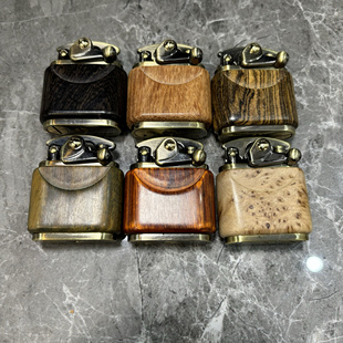 檀木非洲紫檀木摇臂煤油火石红木打火机实木打火机送男友领导礼物