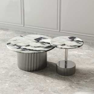 轻奢圆形茶几客厅家用奢石极简彩晶石设计师超晶石CC捷克茶几现代