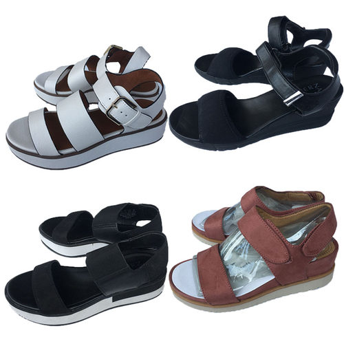 坡跟中跟凉鞋夏季时尚黑色沙滩鞋