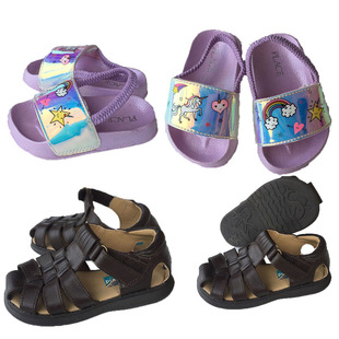 2022平底卡通透气轻便小女童鞋外贸包头磨术贴小中童男鞋断码清