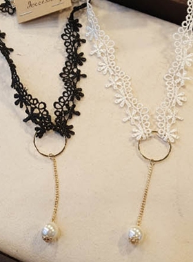 choker东大门花朵蕾丝圆环短项链