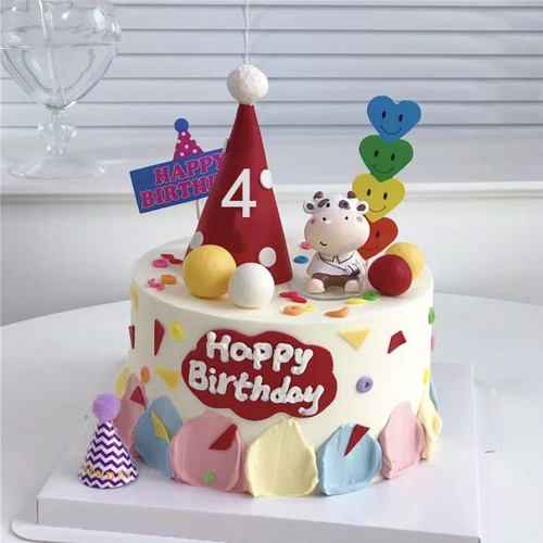 牛宝宝2岁生日蛋糕装饰摆件