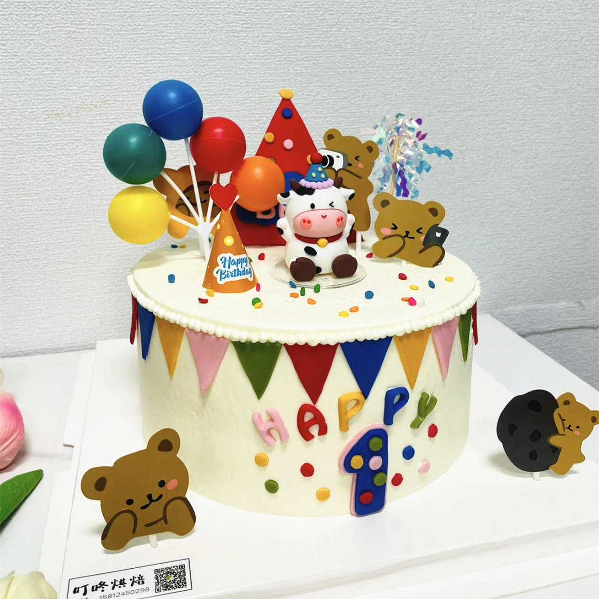 牛宝宝蛋糕装饰摆件软胶小牛儿童男孩女孩满月百天一周岁生日插件