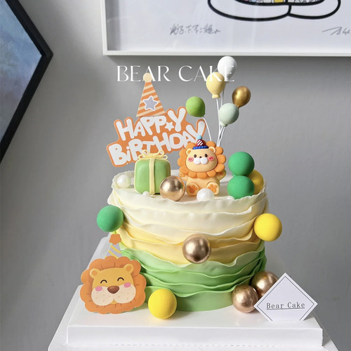 狮子座蛋糕软胶摆件男孩生日装饰
