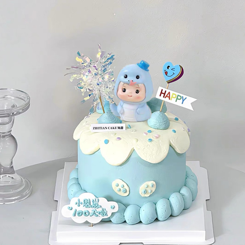 蓝色蛇宝宝蛋糕装饰摆件一周岁满月100天百天男孩女孩生日插件,节庆用品/礼品,节日装扮用品,淘宝优惠券,粉丝福利购,淘宝优惠卷