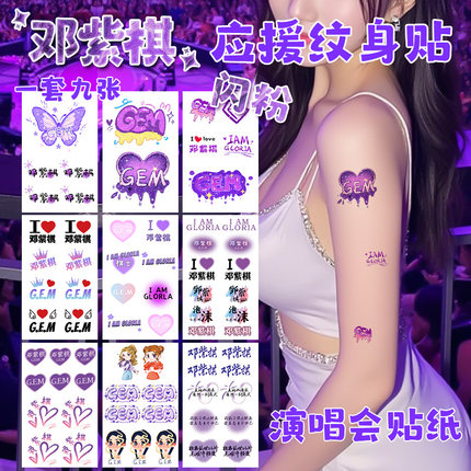 邓紫棋GEM南宁三亚广州演唱会粉丝应援物闪粉妆容脸贴周边纹身贴