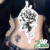 幽韵玫瑰 性感甜酷少女腰部防水纹身贴纸不反光半永久仿真刺青