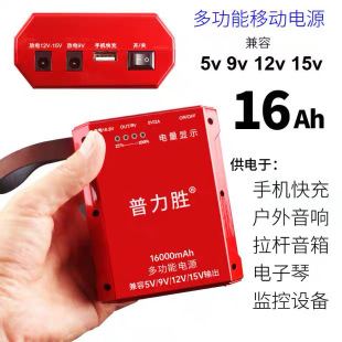 普力胜多功能充电宝输出5V9V12V15V手机音箱音响电子琴移动电源