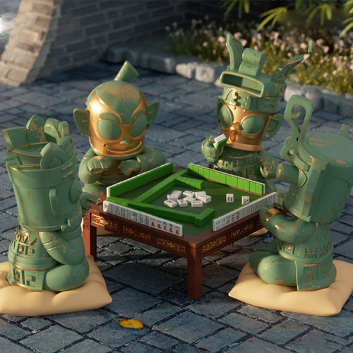 三星堆博物馆麻将版文创桌面摆件