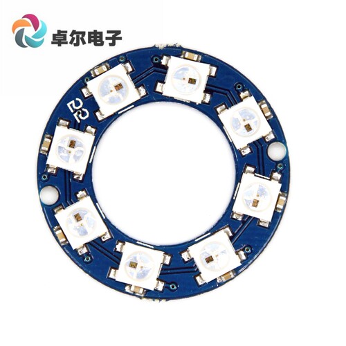 ICSI021A 8位 WS2812 5050 RGB LED 智能全彩RGB环开发板-大环