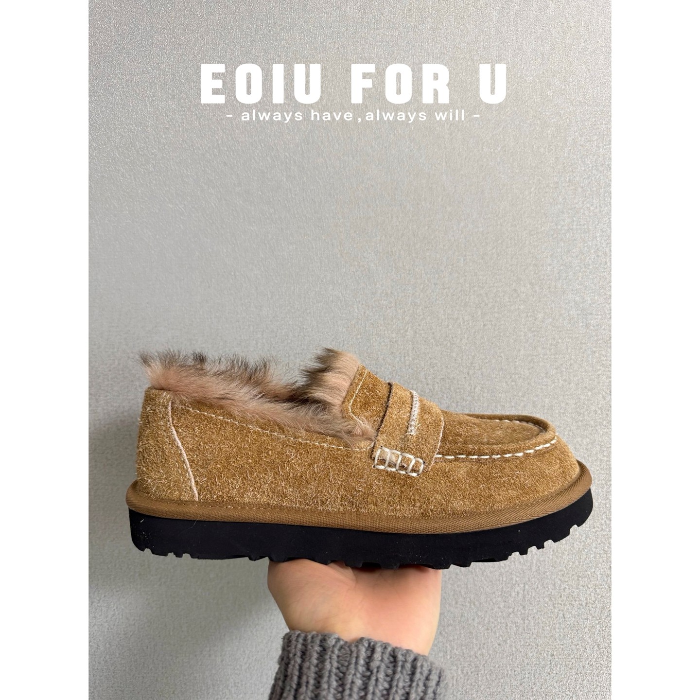 EOIU冻脚星人 1/13 26FW新款一脚蹬长绒毛雪地靴通勤舒适乐福鞋女,女鞋,时尚雪地靴,淘宝优惠券,粉丝福利购,淘宝优惠卷