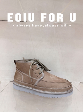 EOIU 25-11 牛货！复古擦色大码冬鞋御寒羊毛男鞋雪地靴皮面棉鞋
