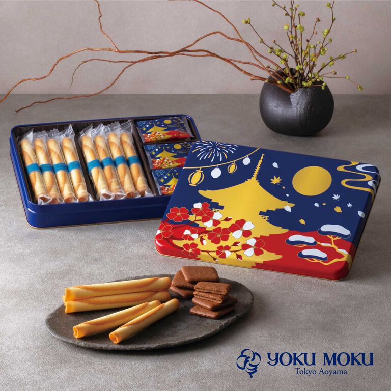 日本进口yokumoku限量版什锦饼干蛋卷零食铁盒原装送人伴手礼盒