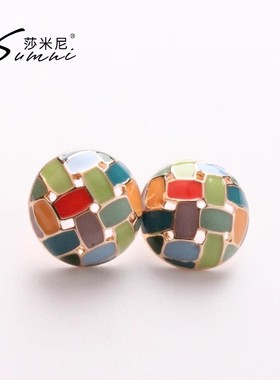 sumni/原创设计感耳饰珐琅彩色镂空紫色糖果耳钉女气质耳饰高级感