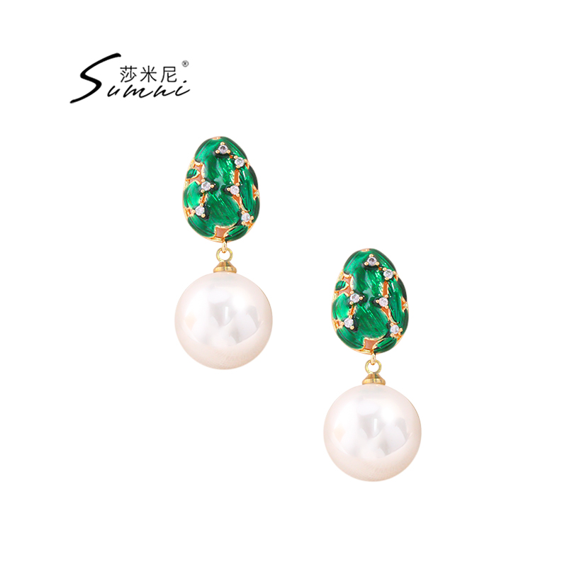 莎米尼18K包金女耳钉耳坠