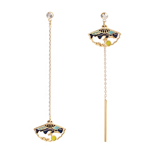 丢了一只耳环高级感复古游园惊梦耳饰国风珐琅不对称新中式耳环