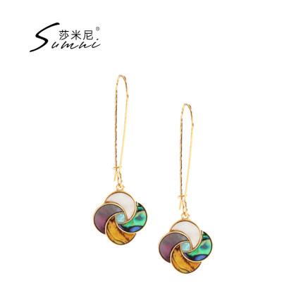 sumni/莎米尼18k包金S925贝壳几何长款高级感轻奢耳环女耳饰新款